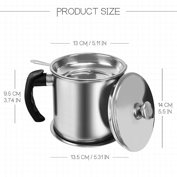 Stainless Steel Oil Storage Can with Strainer and Coasters Tray
