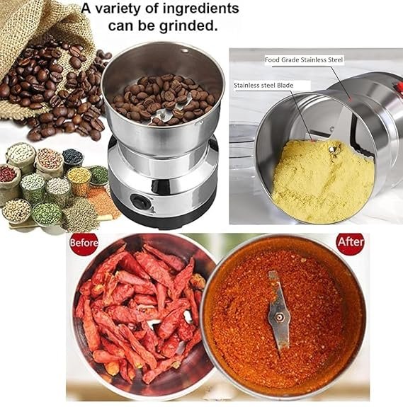 Nima Mixer Grinder Smash Machine Stainless Steel Multifunctional Electric Grinder & Chopper Dried Spice Hurbal Masala Coffee Beans, Nuts & Grains, Household Mixer, Powerful Motor Blender (Multi 6)