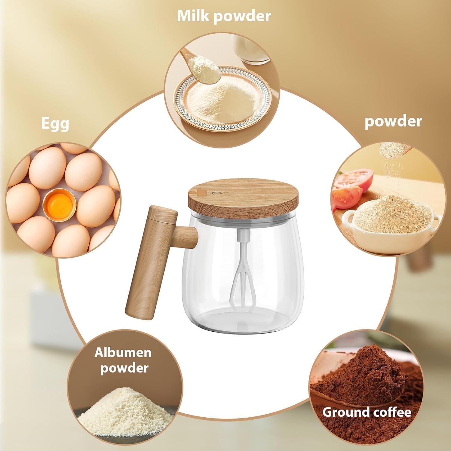 Self Stirring Coffee Mug, Glass Electric Self Mixing Cup with Lid & Handle, 400ml Auto Self Stirring Cup to Stir Coffee, Mixed Milk, Powder (400 ml)