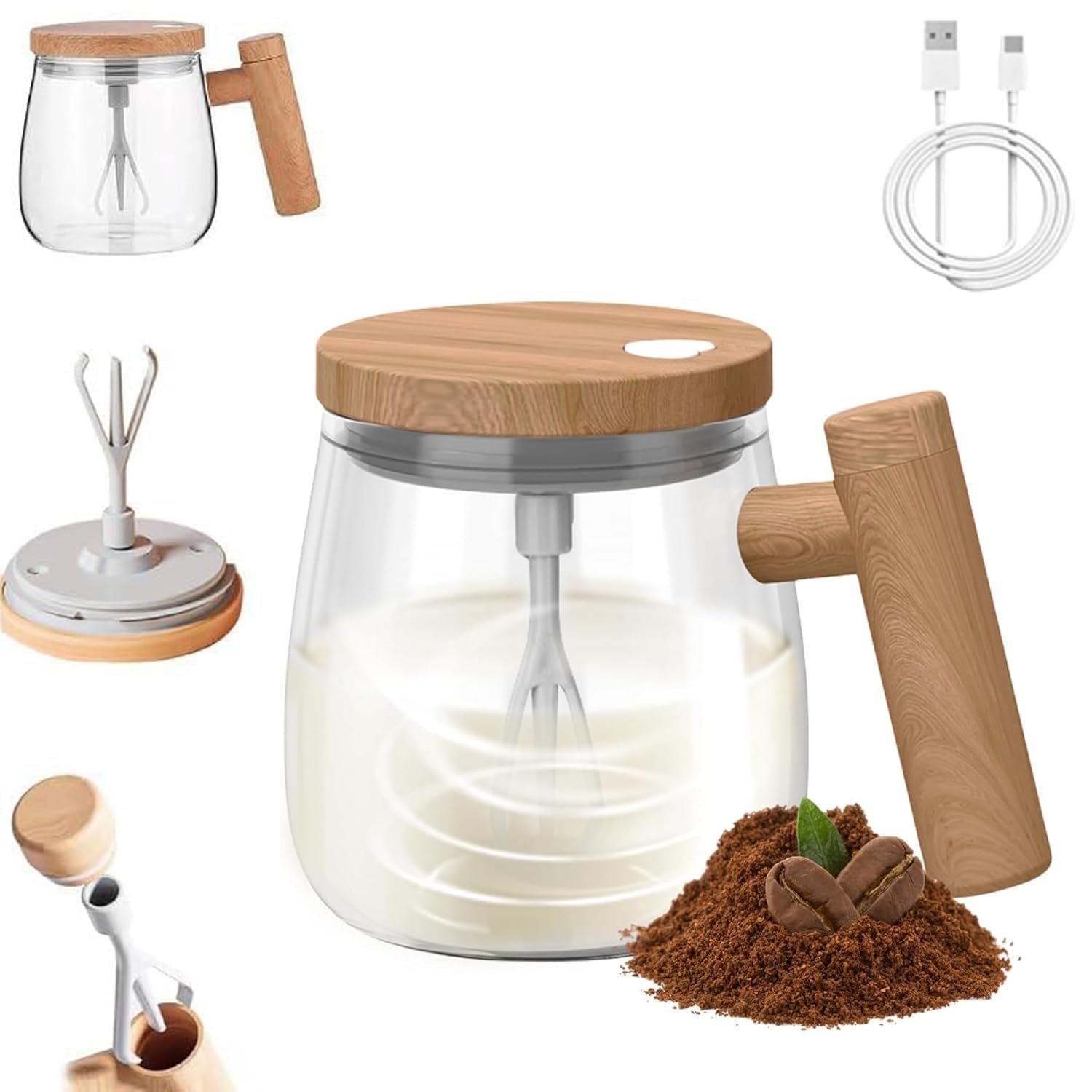Buy Self Stirring Coffee Mug, Glass Electric Self Mixing Cup with Lid & Handle, 400ml Auto Self Stirring Cup to Stir Coffee, Mixed Milk, Powder (400 ml) Online at Dmark