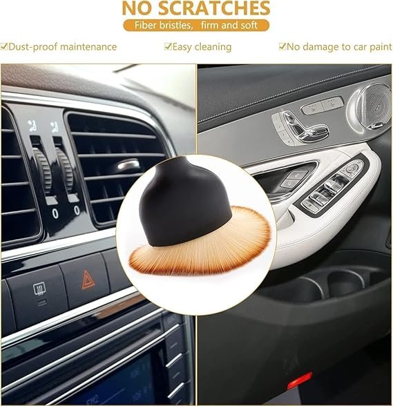 Interior Cleaning Brush, Soft Bristles, Dust Removal Tool for Dashboard, Console, Vents, with Protective Cover, Car Cleaning