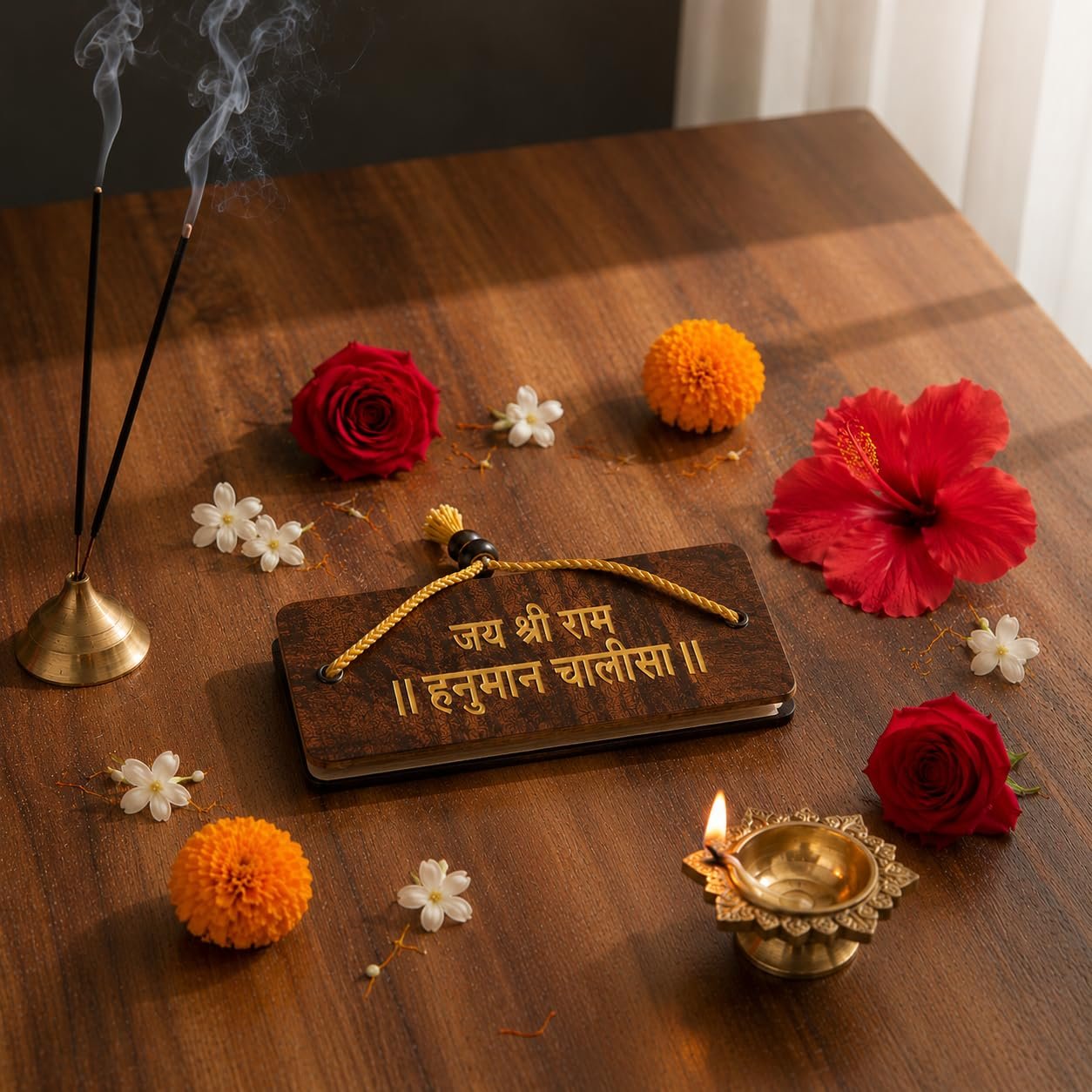 Hanuman Chalisa Wooden Hardcover Book | Premium Wooden Pocket Hanuman Chalisa Book for Daily Reading, Home, Travel & Gifting