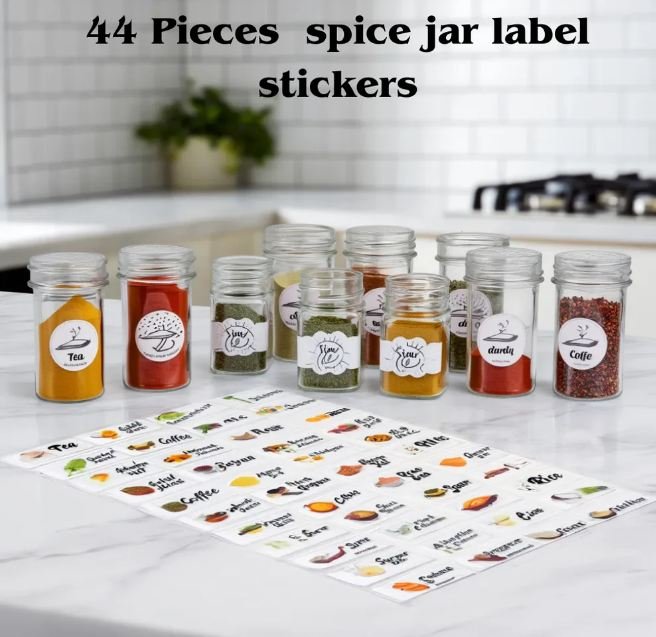 Buy 3D Waterproof Spice Jar Label Stickers – 44 Pcs UV DTF Raised Kitchen Organizer Labels | Durable, Strong Adhesive & Stylish Design Online at Dmark