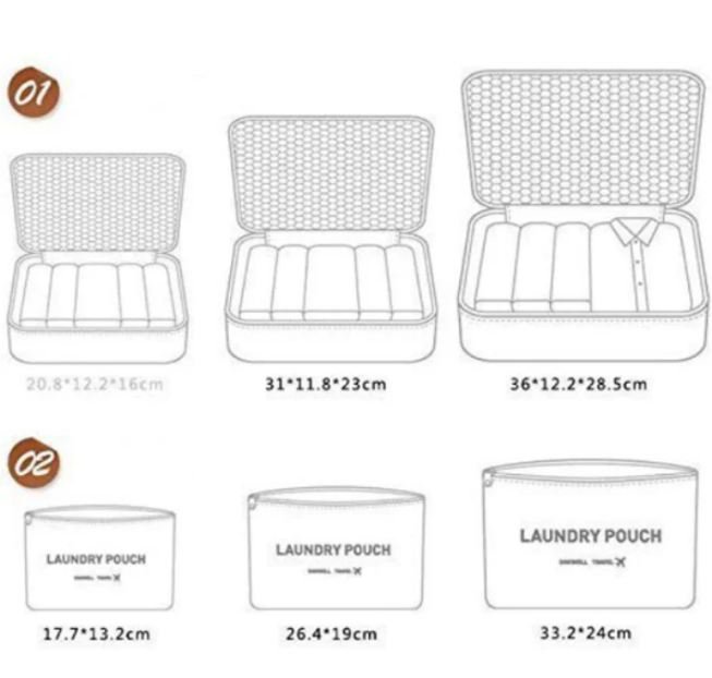 Travel Organizer Bags Set of 6 | Waterproof Clothes Packing Cubes with Zipper | Multipurpose Luggage Organizer Pouch for Travel & Storage