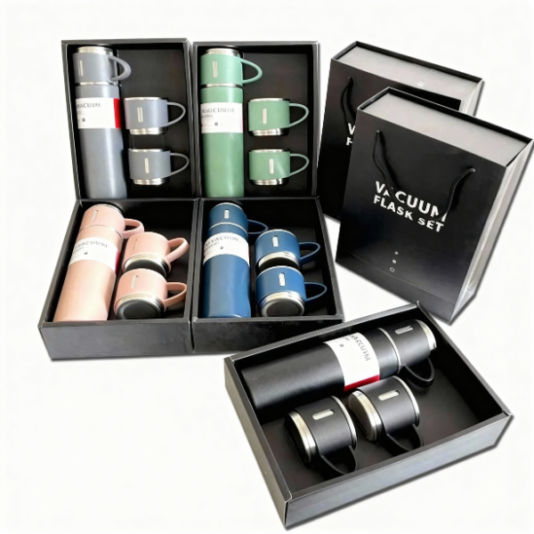 Buy Stainless Steel Vacuum Flask Set with 3 Steel Cups Combo for Coffee Hot Drink and Cold Water Flask Ideal Gifting Travel Friendly Latest Flask Bottle tainless Steel Thermo 500ml Vacuum  ((Random Color-Pack of 1)) Online at Dmark