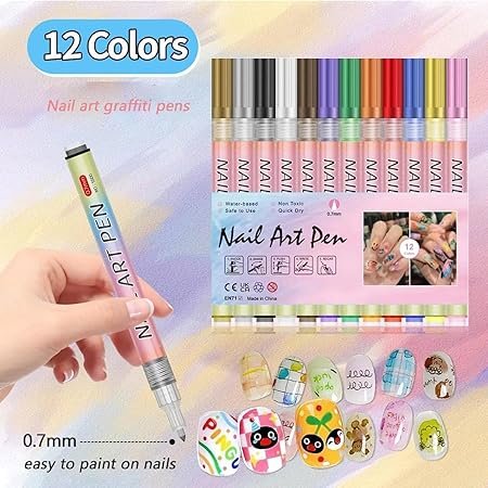 Buy 12pcs 3D Pens Set for Nail Art, 0.7MM Nail Art Drawing Pen Colorful Nail Gel Polish Pens Art Pens Nail Drawing Pen Manicure Tools for Nail Art DIY (12 Colors) Online at Dmark